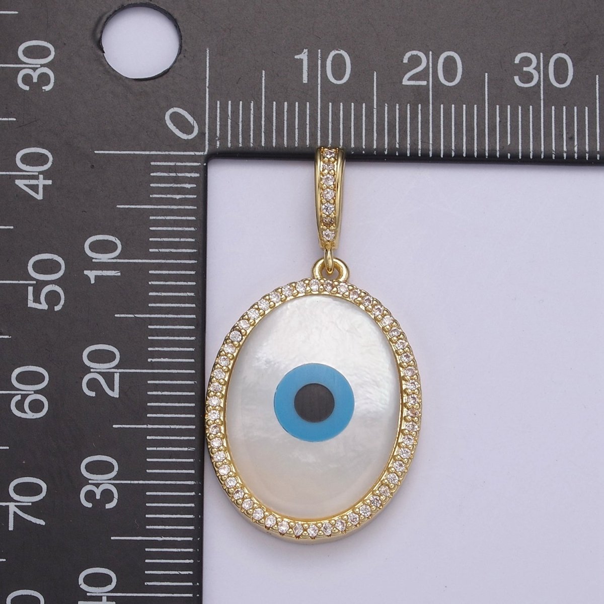 Micro Pave Gold Big Bold Evil Eye Charm For Statement Jewelry Necklace H-796 - DLUXCA