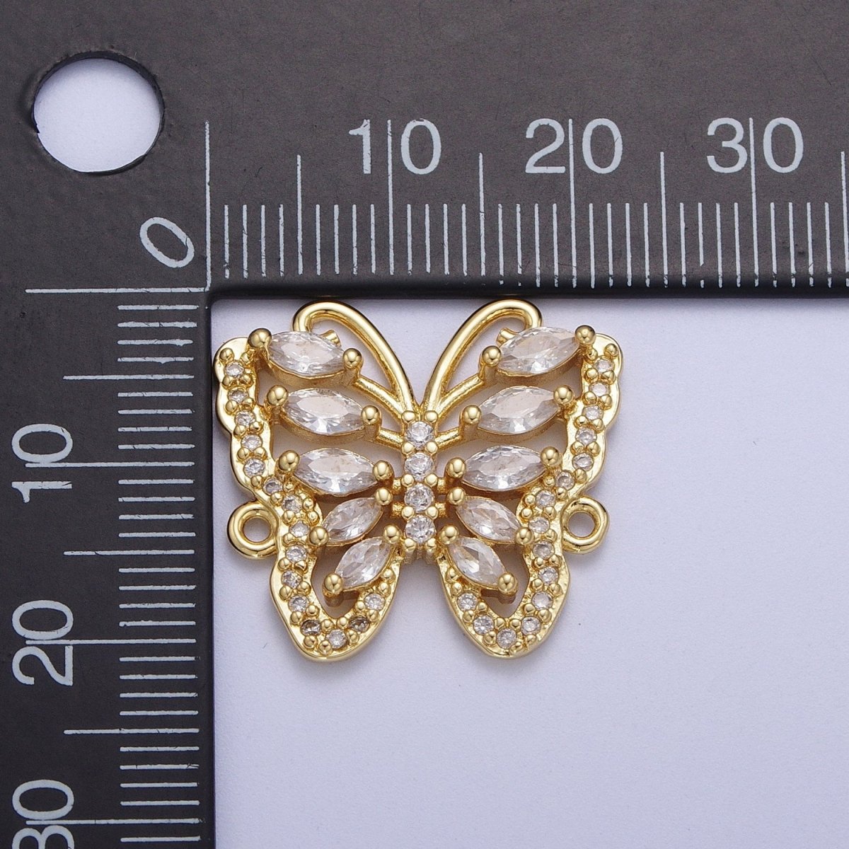 Micro Pave Gold Butterfly Charm Connector for Bracelet Necklace Link Connector F-316 - DLUXCA