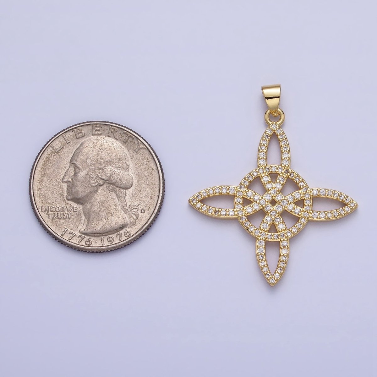Micro Pave Gold Celtic Irish Scottish Trinity Knot Pendant Statement Celtic Knot Eternity Charm for Necklace AA-144 - DLUXCA