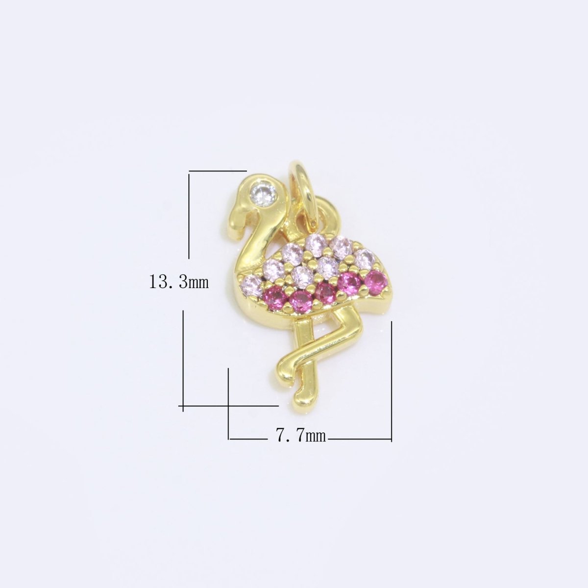 Micro Pave Gold Flamingo Charm 14k Gold Filled Bird Pendant Silver gold jewelry For Necklace Earring Bracelet M-522 M-523 - DLUXCA