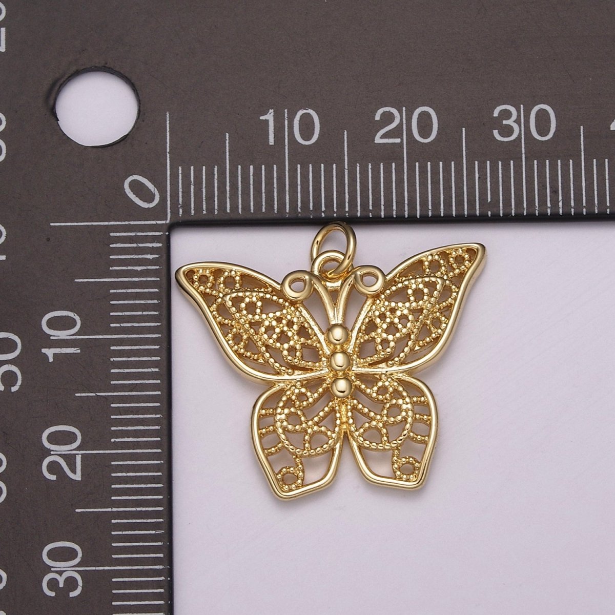Micro Pave Gold Monarch Charm, Bracelet, Necklace, Earring Pendant Butterfly Charm N-162 N-163 - DLUXCA