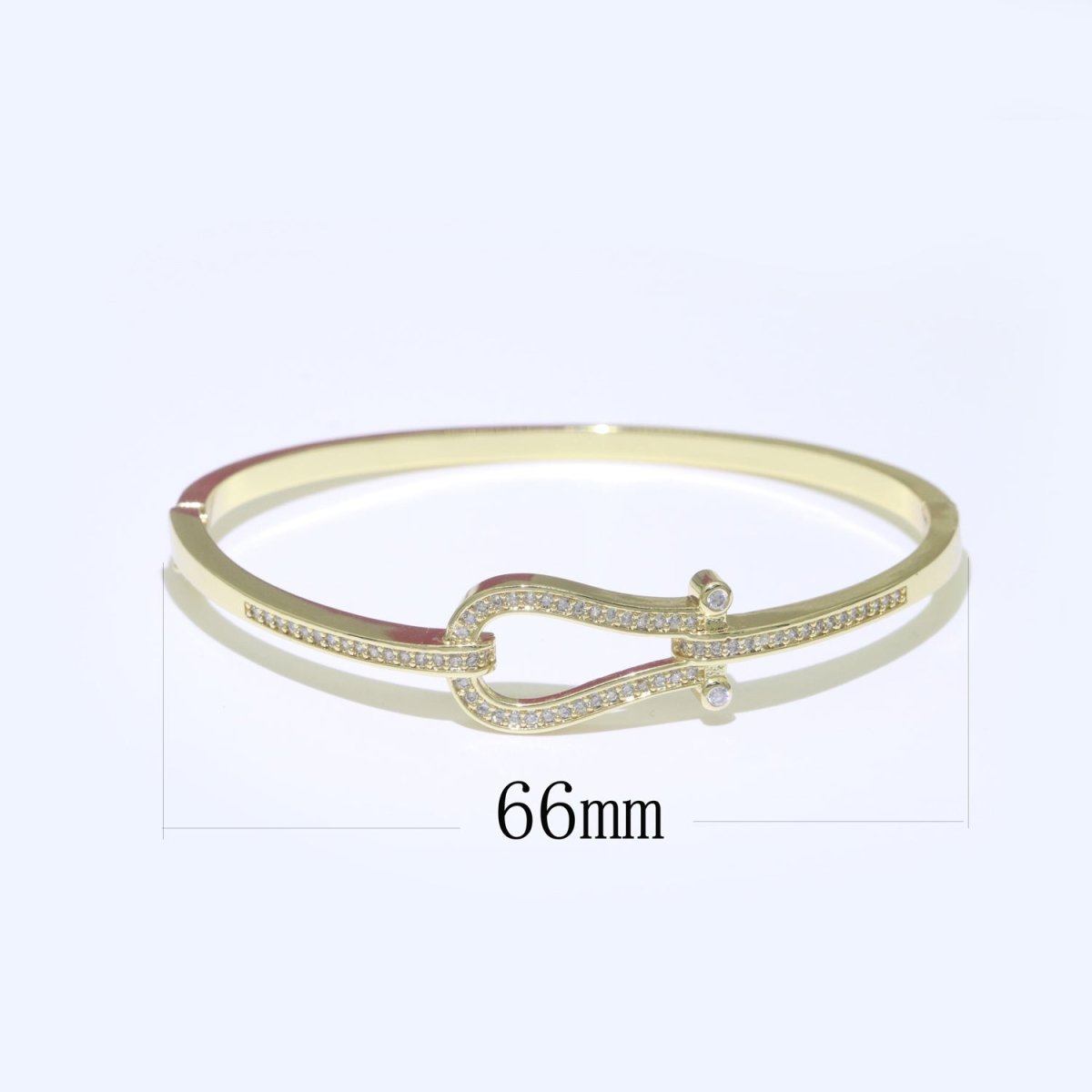 Micro Pave Gold Snaffle bit bracelet Minimalist Gold Chain Bracelet for Women Girl | WA-060 Clearance Pricing - DLUXCA