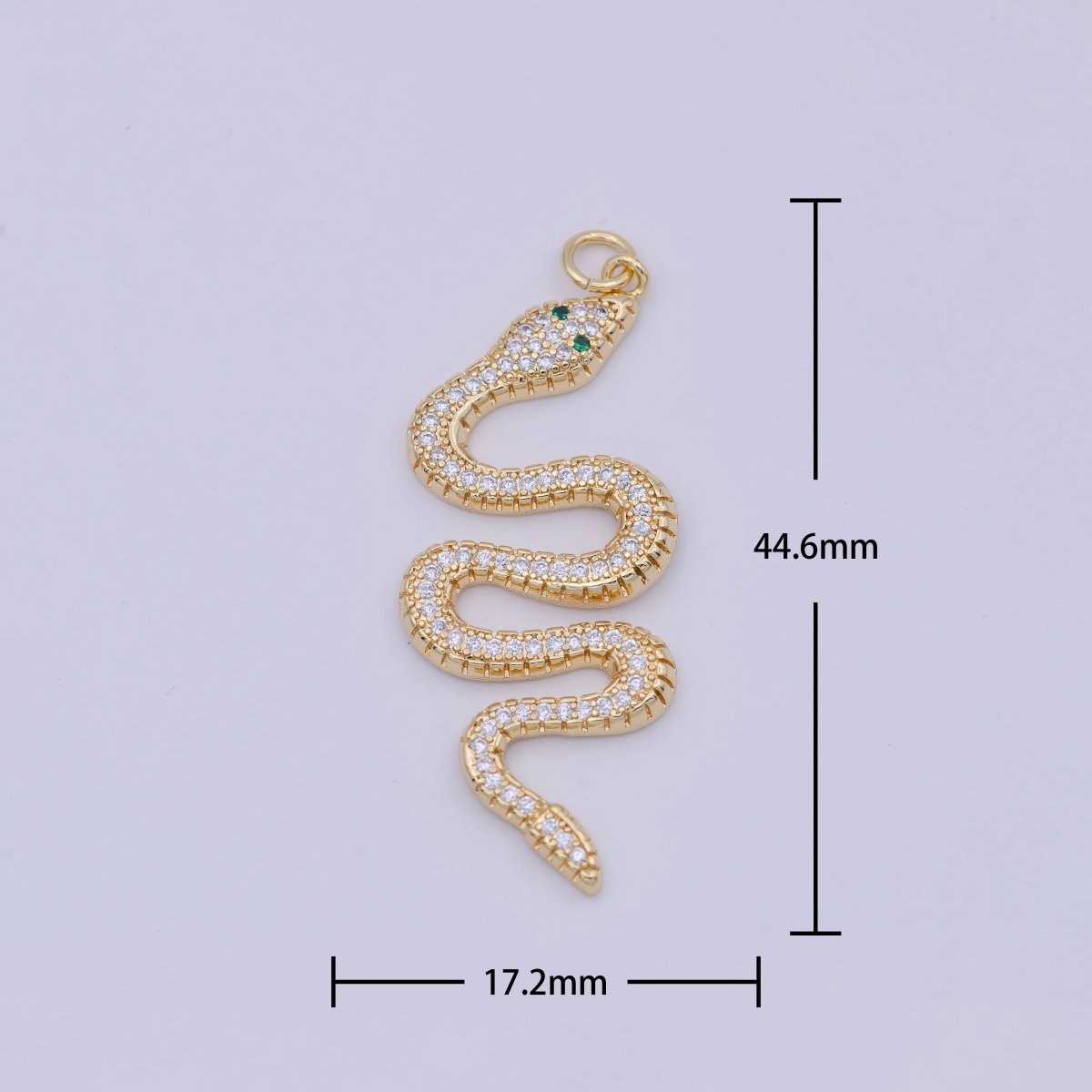 Micro Pave Gold Snake Charm - Dainty serpent Chinese Zodiac pendant viper, 18k gold Filled W-172 - DLUXCA