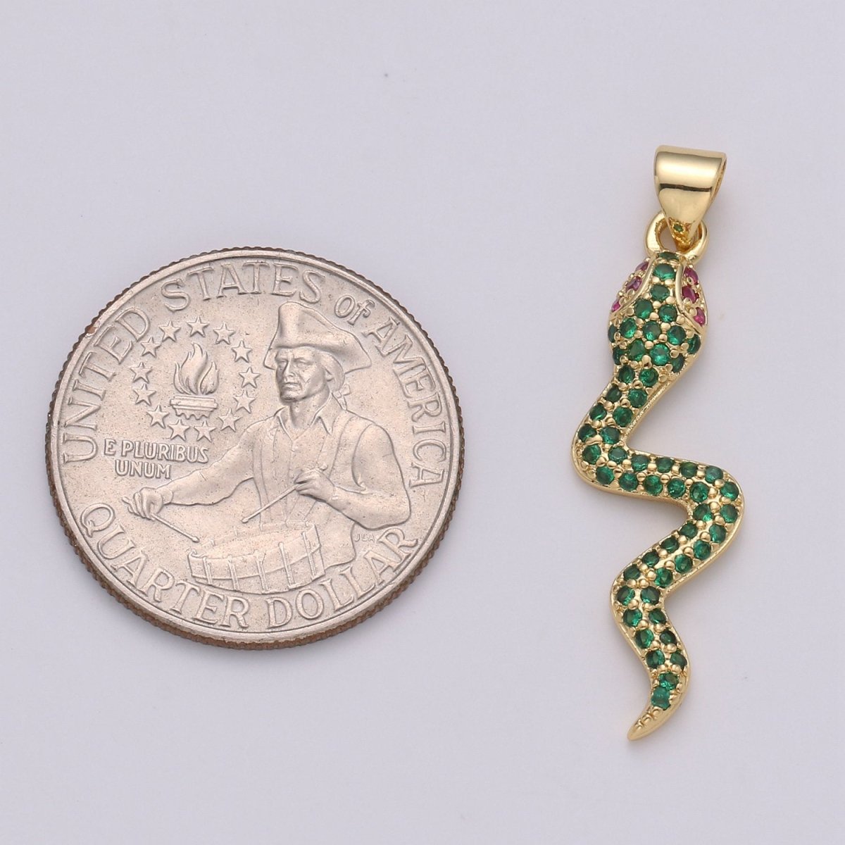 Micro Pave Gold Snake Charm Pendant, Cubic Snake Charms, Dainty Pendant Jewelry in 24K Gold Filled For Statement Necklace Earring I-809~I-811 - DLUXCA