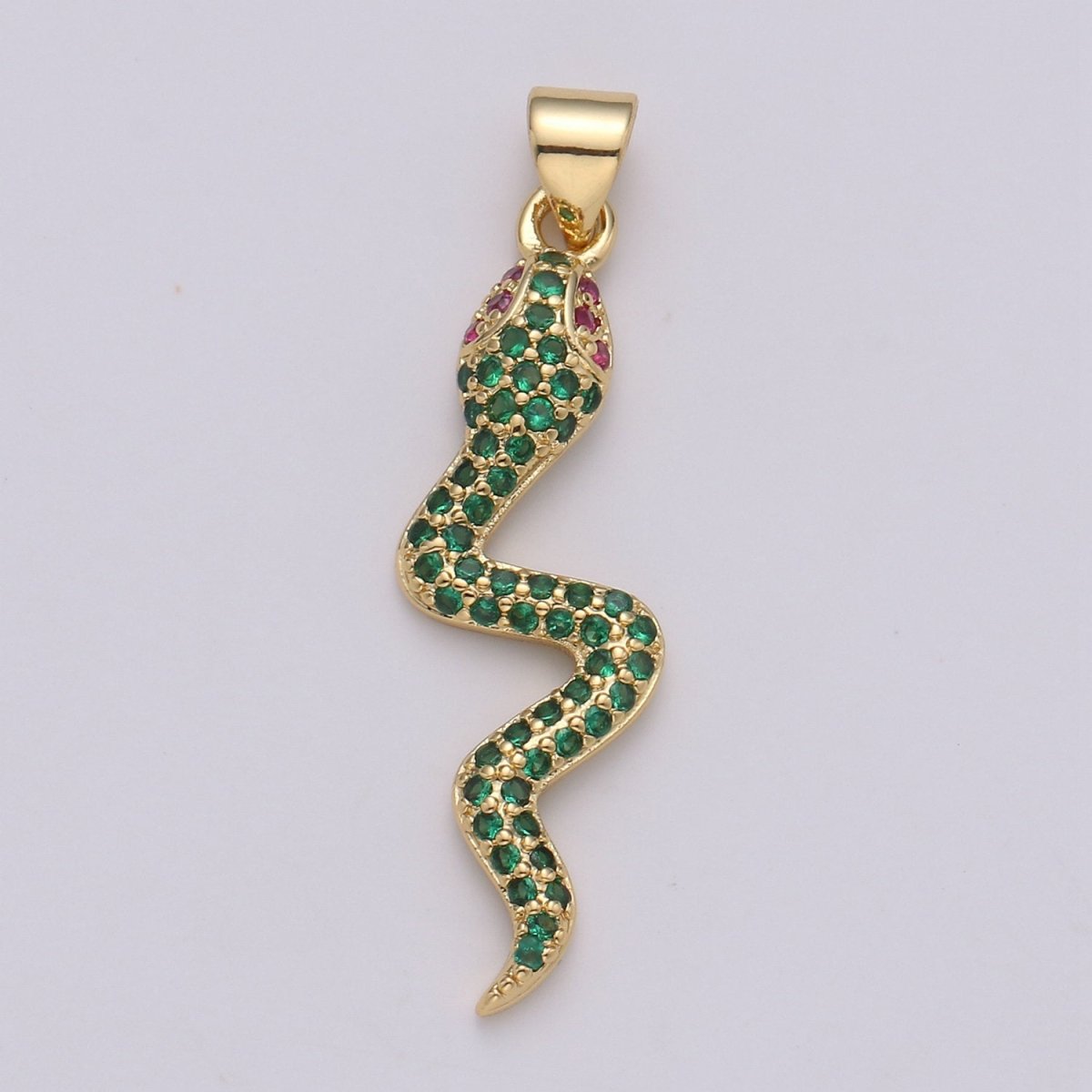 Micro Pave Gold Snake Charm Pendant, Cubic Snake Charms, Dainty Pendant Jewelry in 24K Gold Filled For Statement Necklace Earring I-809~I-811 - DLUXCA