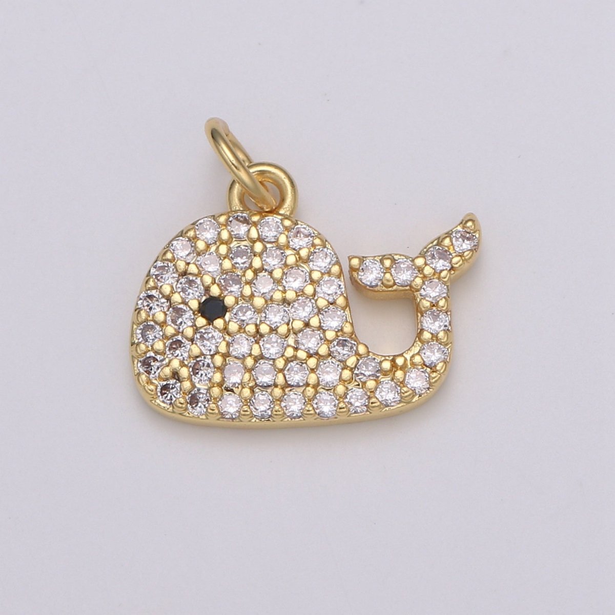 Micro Pave Gold Whale Charm, Bracelet Charm, Necklace Charm, Earring Charm, Ocean Jewelry, Fish,Dolphin ,Mermaid E-593 E-599 - DLUXCA