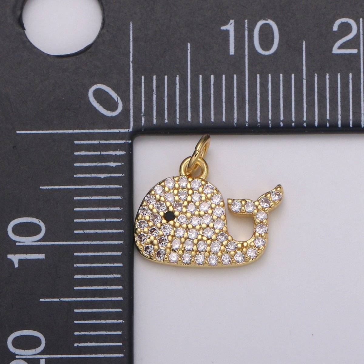 Micro Pave Gold Whale Charm, Bracelet Charm, Necklace Charm, Earring Charm, Ocean Jewelry, Fish,Dolphin ,Mermaid E-593 E-599 - DLUXCA