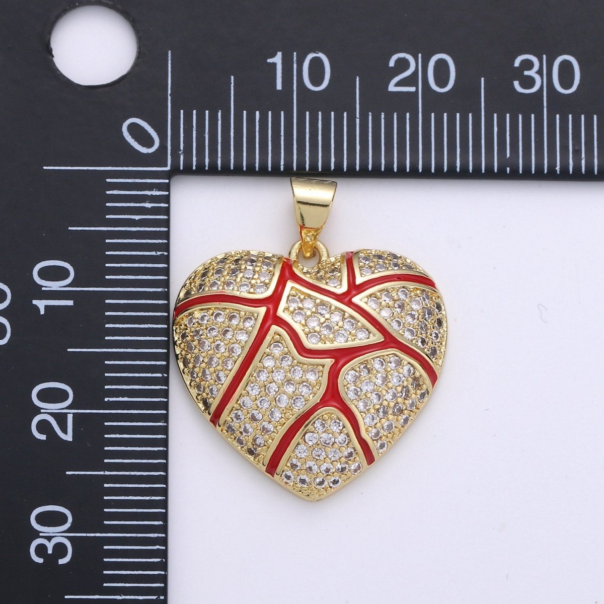 Micro Pave Heart Charm Red Heart Human Pendant D-086 - DLUXCA