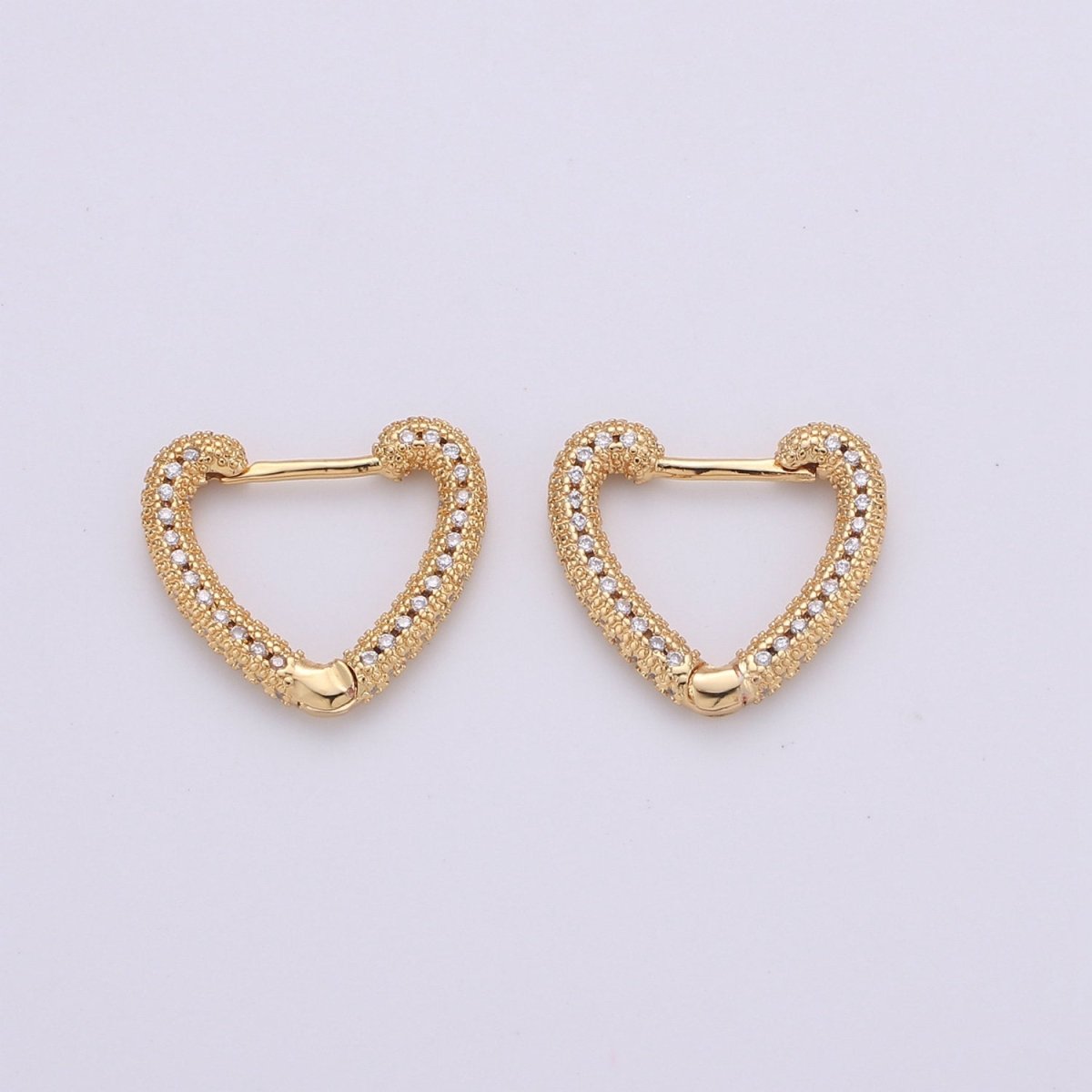 Micro Pave Heart Hoop Earrings, Cubic Hoop Huggie Earrings, Gold Hoop Earrings, Dainty Hoop Earrings, Minimalist Hoop Earring, K-549 - DLUXCA