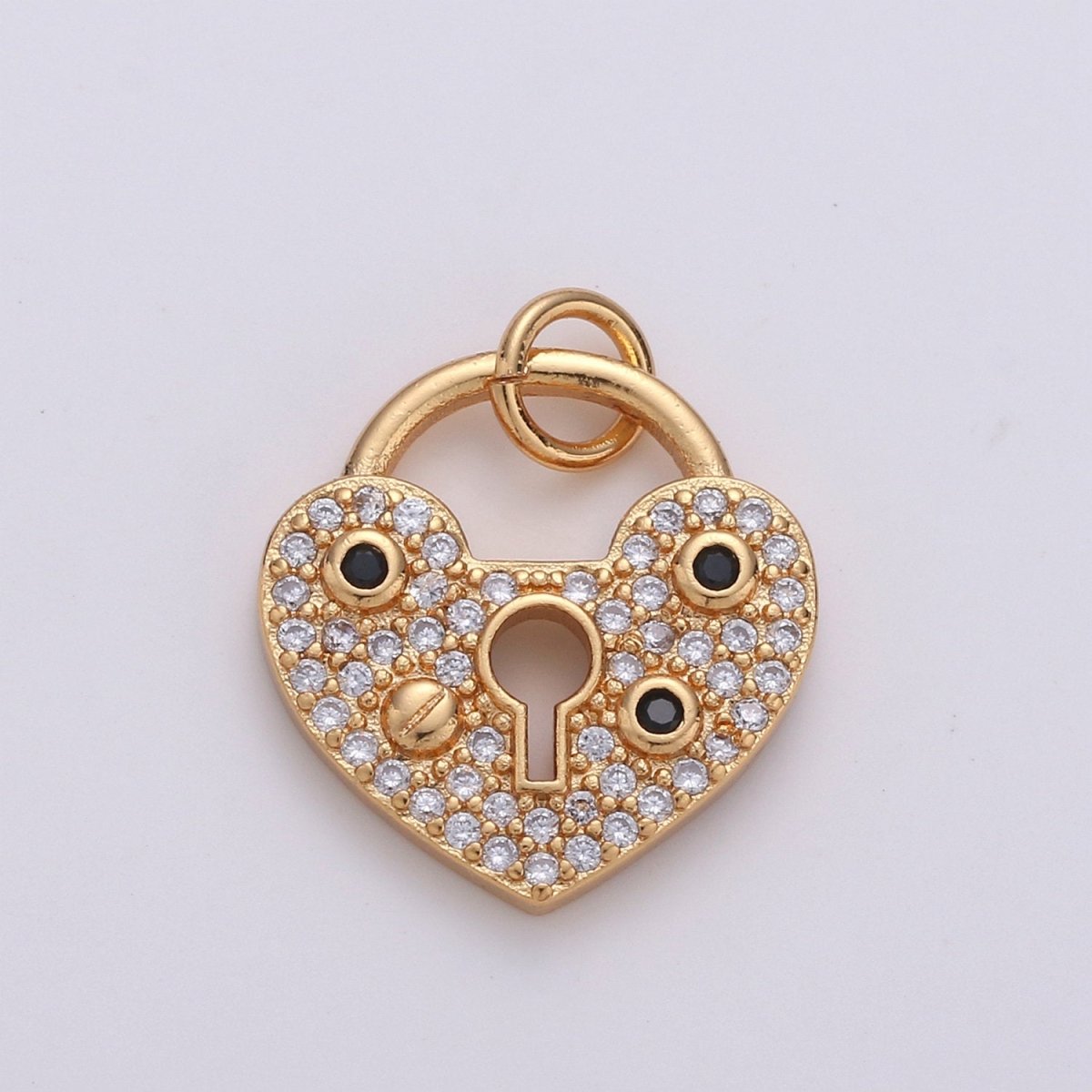 Micro Pave Heart padlock - Gold love lock - Silver Heart lock Jewelry for Necklace Pendant Bracelet Charm DIY Jewelry Supply, D-169/D-170/D-332 - DLUXCA