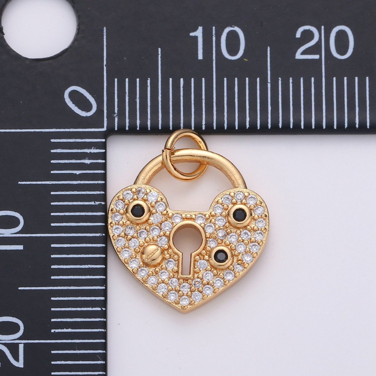 Micro Pave Heart padlock - Gold love lock - Silver Heart lock Jewelry for Necklace Pendant Bracelet Charm DIY Jewelry Supply, D-169/D-170/D-332 - DLUXCA