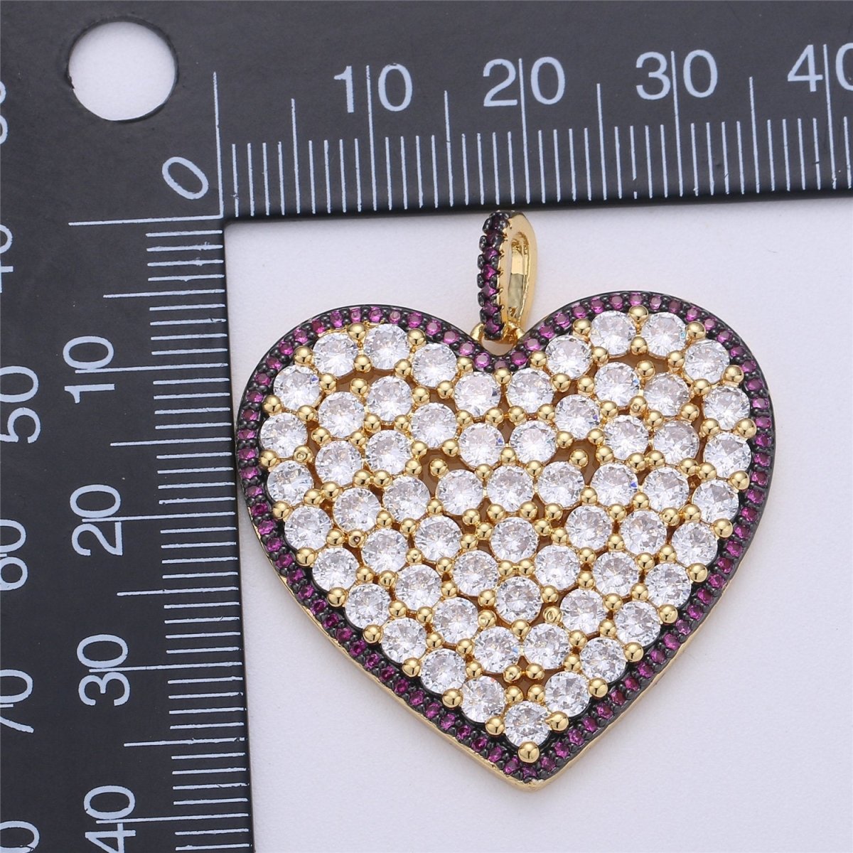 Micro Pave Heart Pendant, Heart Shaped Cubic Heart Pendant in 24k gold filled Pink Blue Green Heart Jewelry I-363~I-365 - DLUXCA