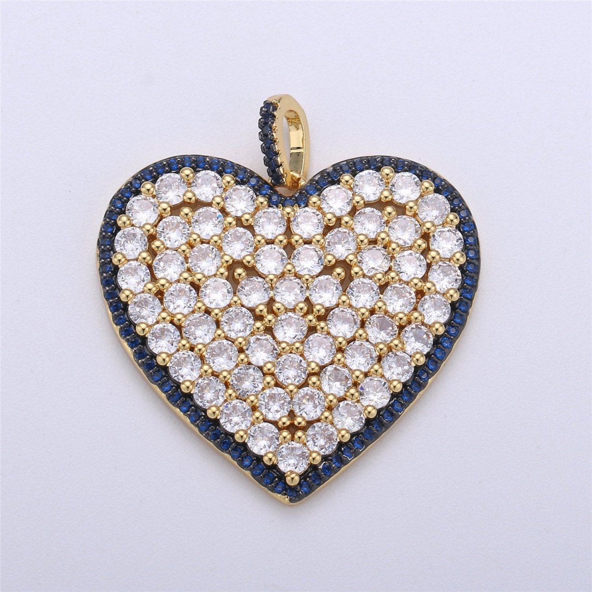 Micro Pave Heart Pendant, Heart Shaped Cubic Heart Pendant in 24k gold filled Pink Blue Green Heart Jewelry I-363~I-365 - DLUXCA