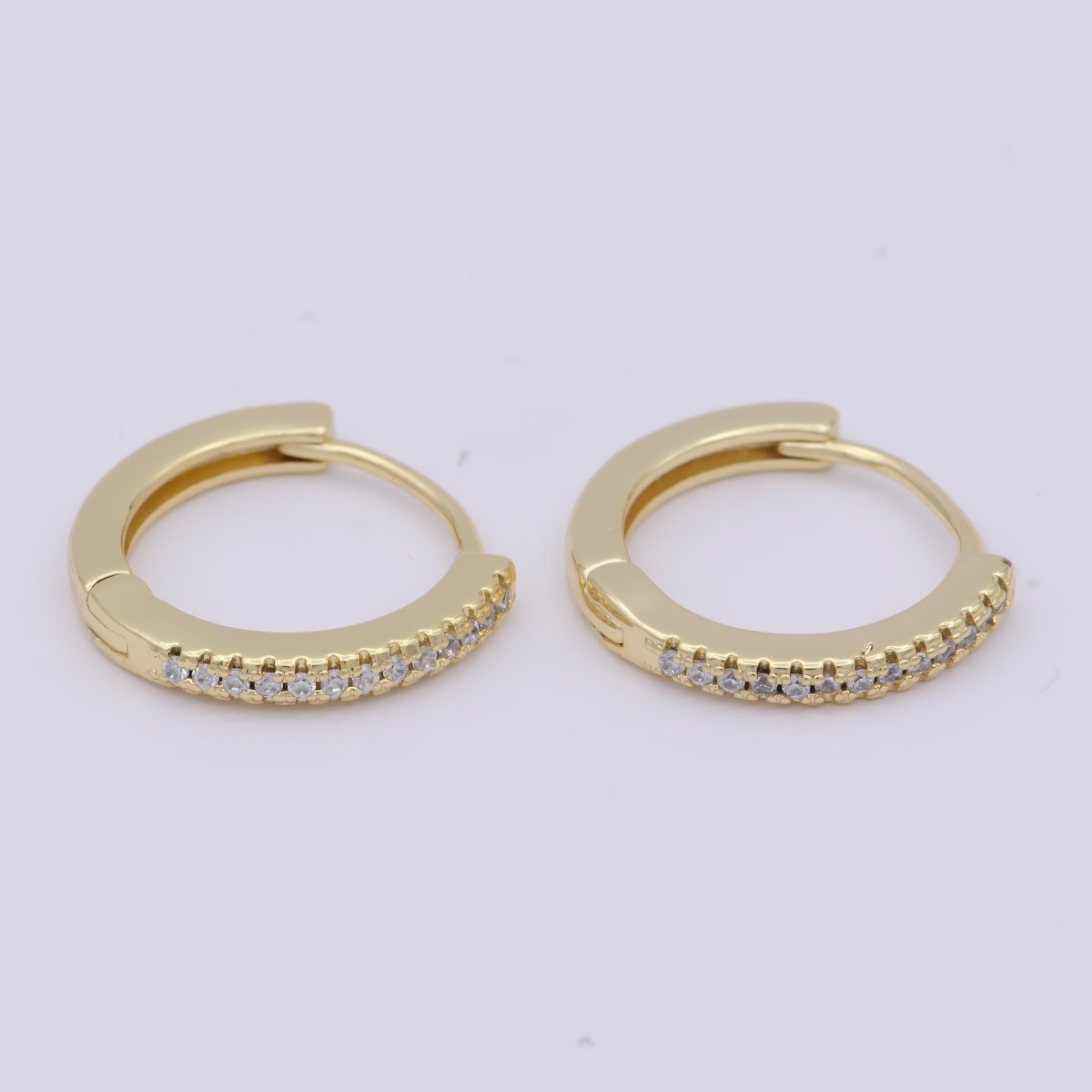 Micro Pave Huggie Earrings Gold / Silver Huggie Hoops • Minimalist Gold Earrings • Perfect Gift for Her T-016 - DLUXCA