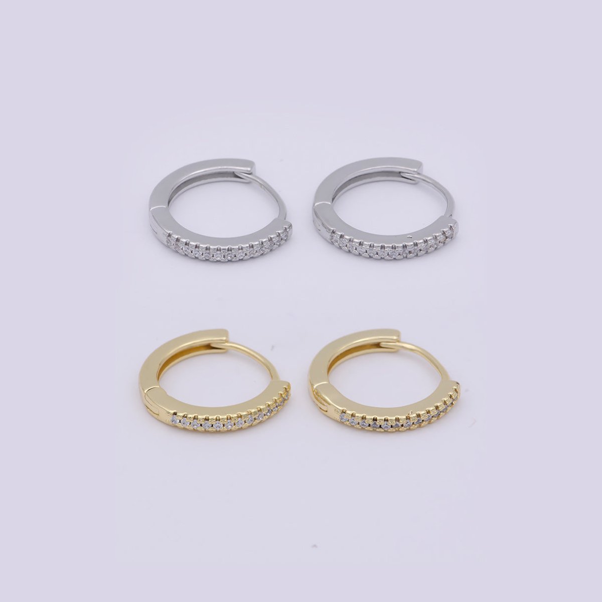 Micro Pave Huggie Earrings Gold / Silver Huggie Hoops • Minimalist Gold Earrings • Perfect Gift for Her T-016 - DLUXCA