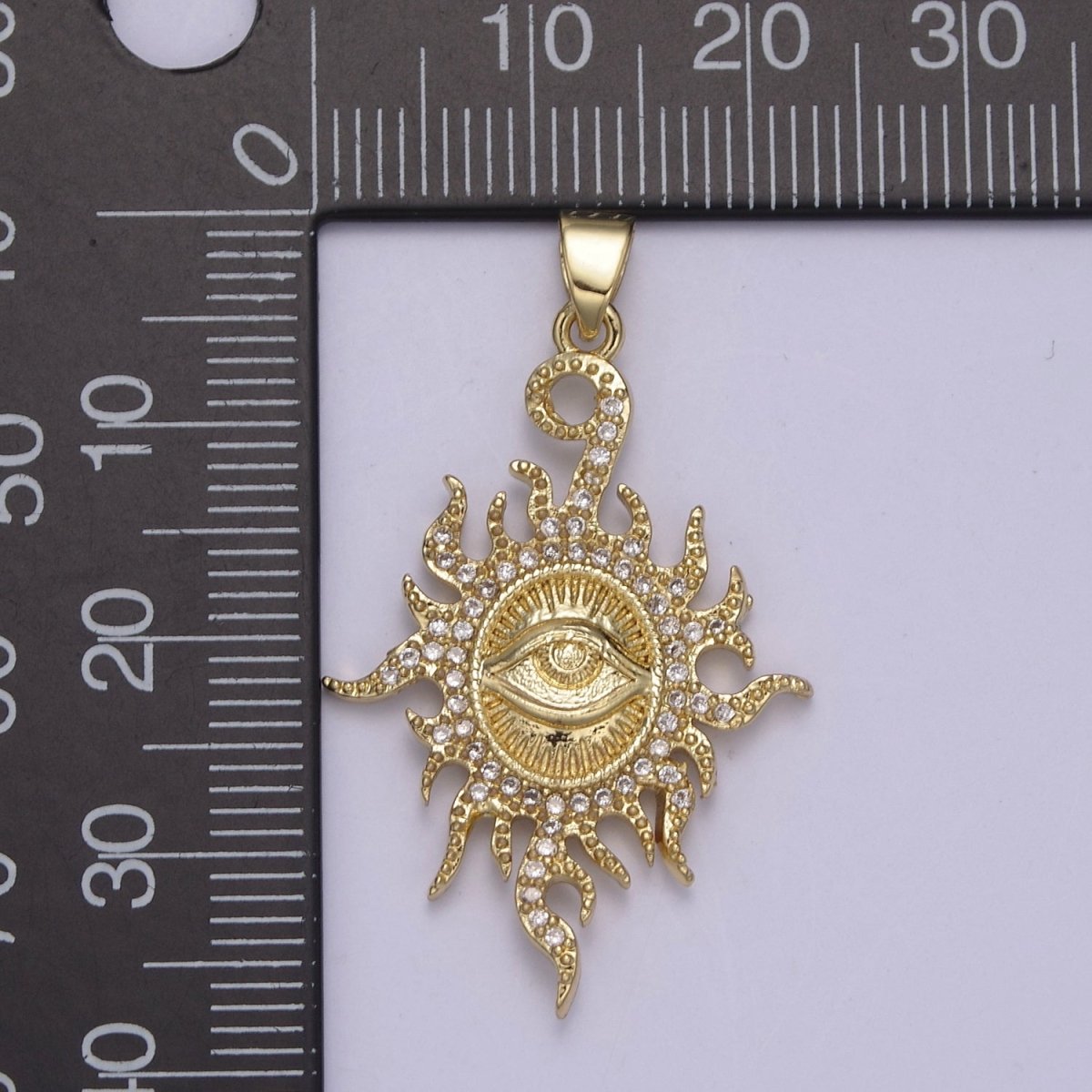Micro Pave Illuminati Pendant All Seeing Eye of Providence Micro Pave Illuminati Charm Necklace Sun Burst Oval Medallion H-869 - DLUXCA