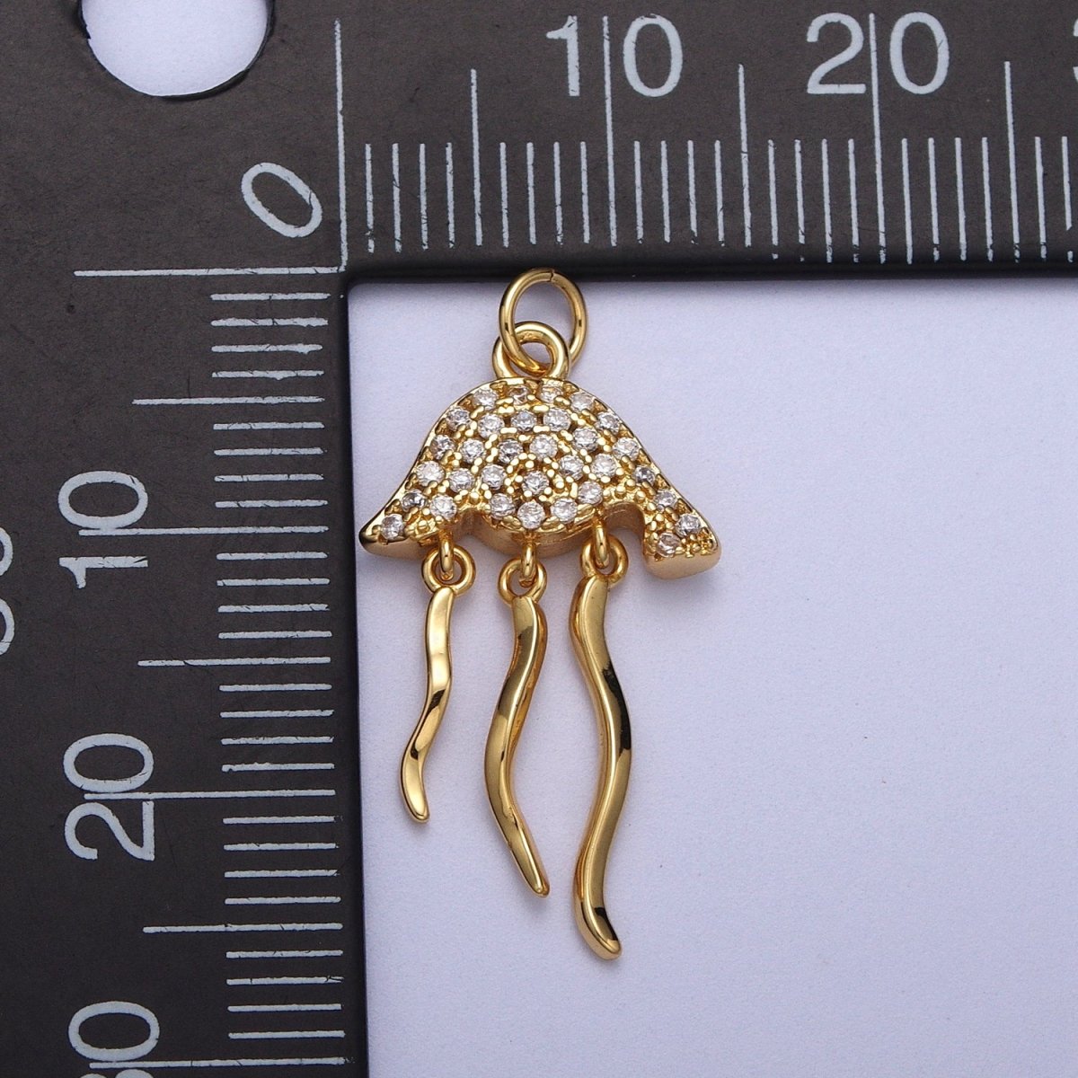 Micro Pave Jellyfish Charm in 18K Gold Filled Fish Animal Silver Beach vibes Jewelry AC553 AC554 - DLUXCA