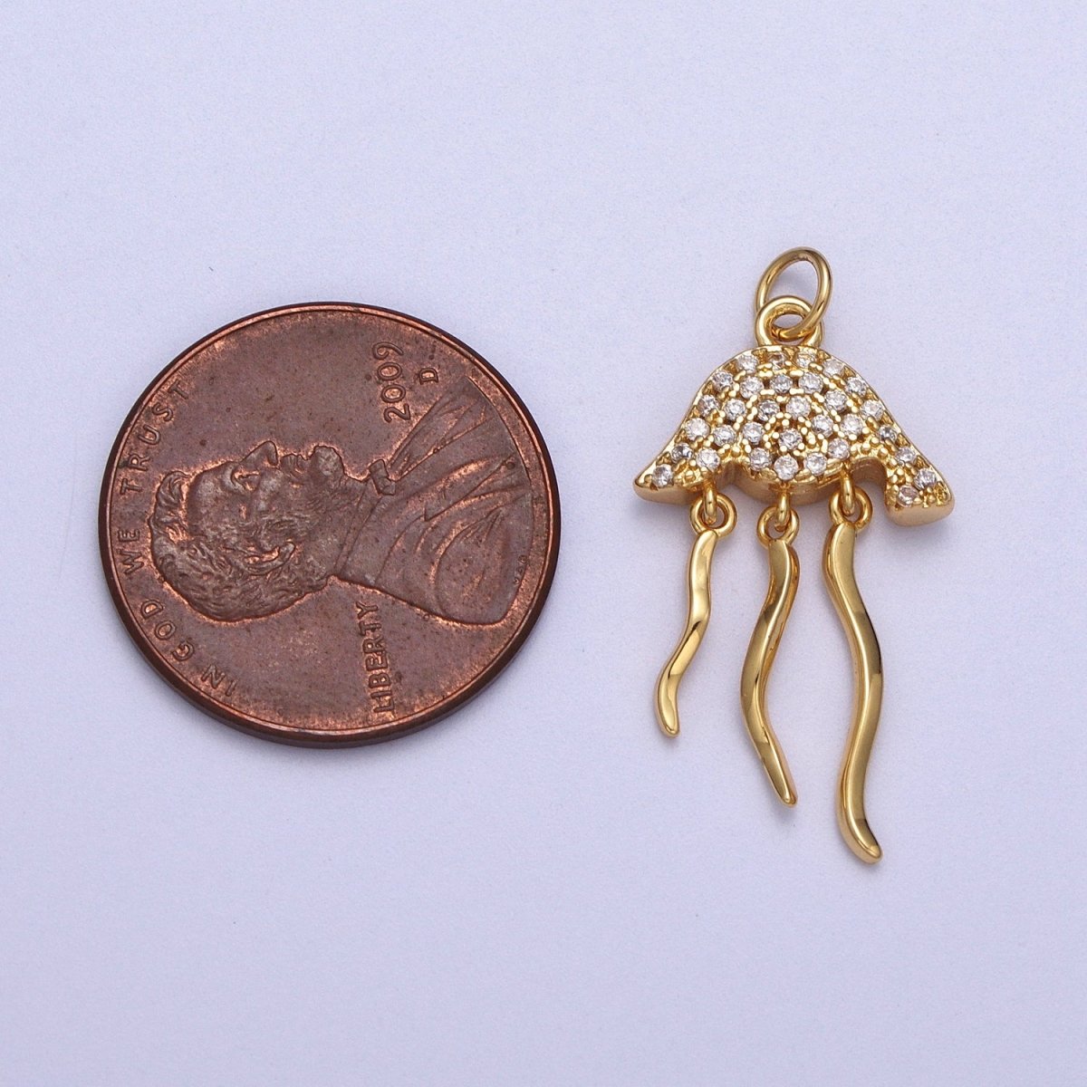 Micro Pave Jellyfish Charm in 18K Gold Filled Fish Animal Silver Beach vibes Jewelry AC553 AC554 - DLUXCA