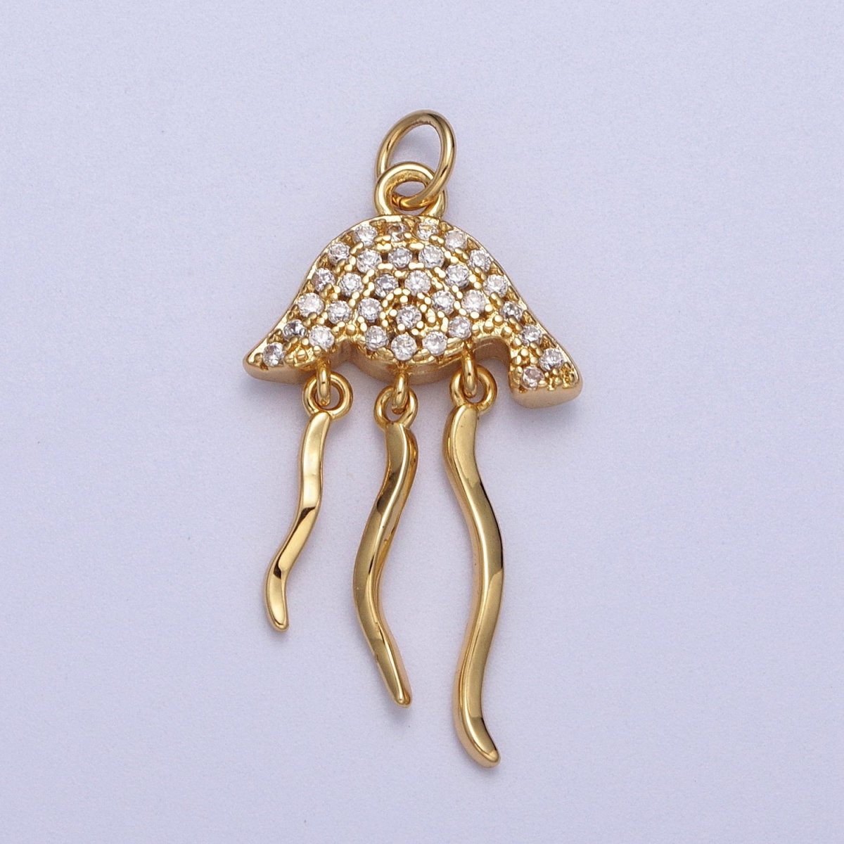 Micro Pave Jellyfish Charm in 18K Gold Filled Fish Animal Silver Beach vibes Jewelry AC553 AC554 - DLUXCA