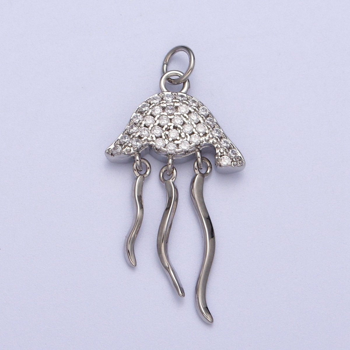 Micro Pave Jellyfish Charm in 18K Gold Filled Fish Animal Silver Beach vibes Jewelry AC553 AC554 - DLUXCA