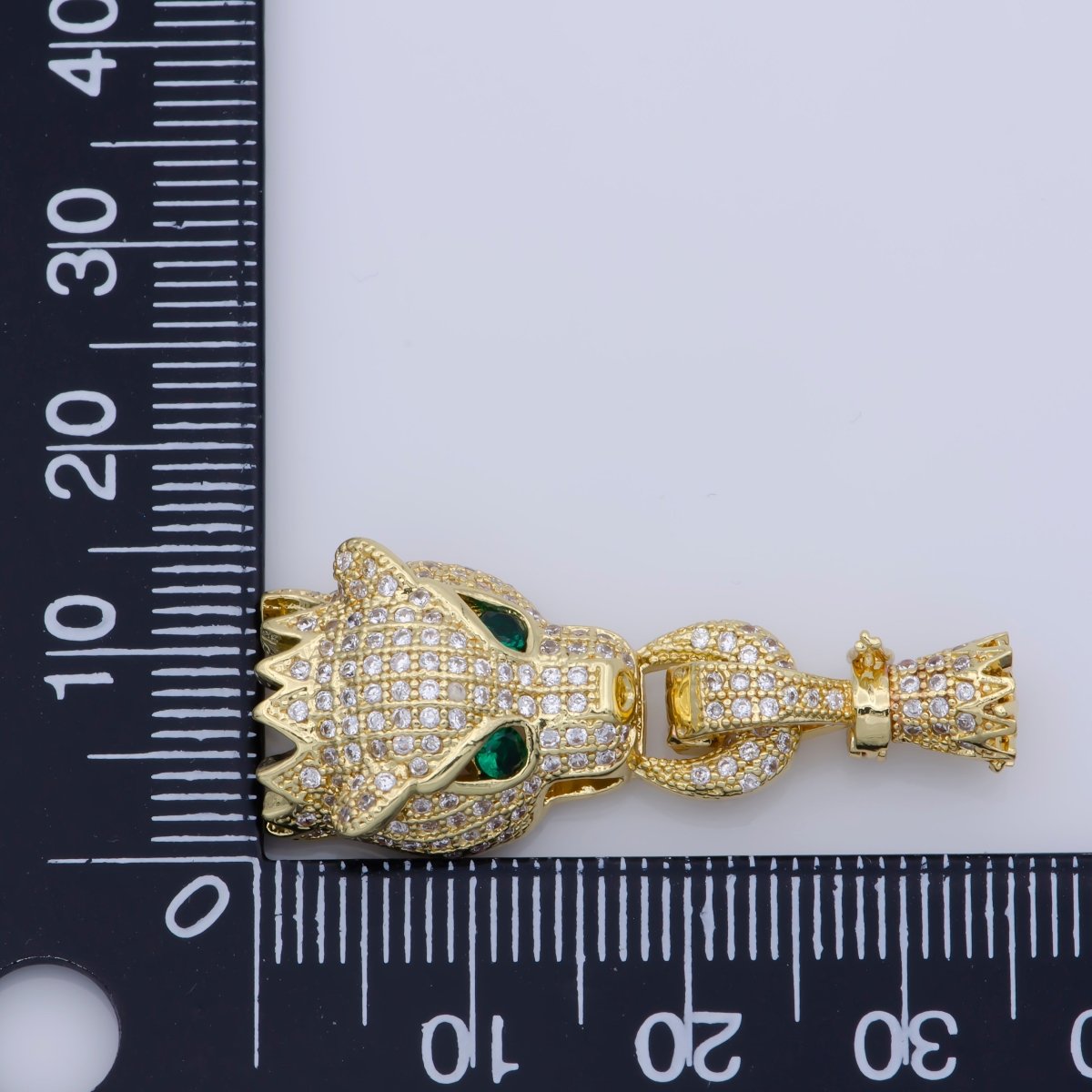Micro Pave Leopard Clasp Buckle tassel head cap Cubic Panther leopard Animal Clasp for Beading Bracelet Necklace in 24k Gold Filled F-344 - DLUXCA