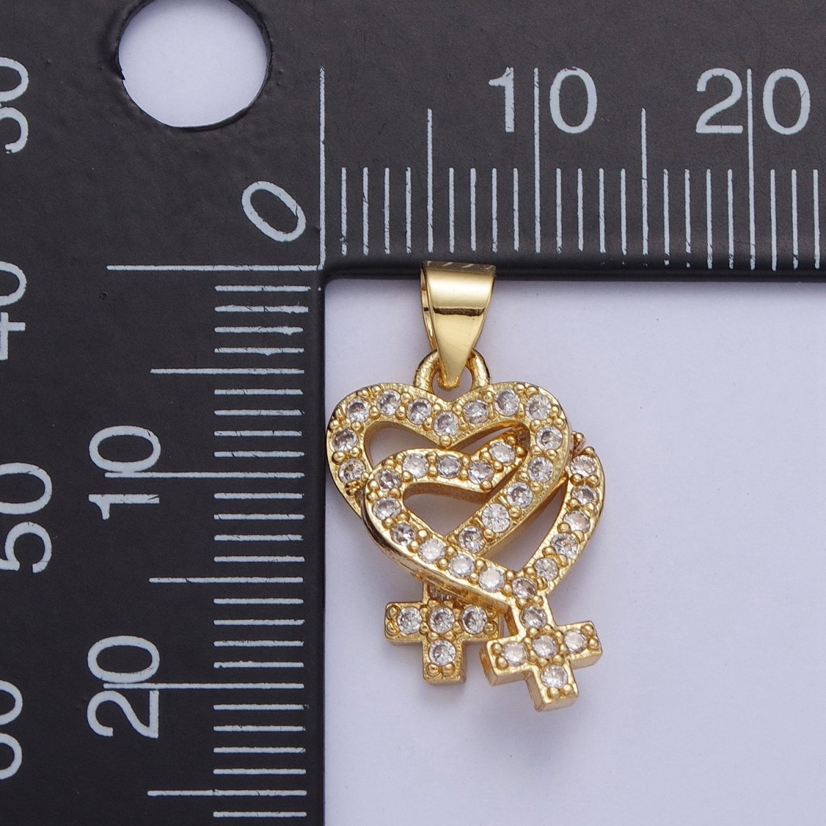 Micro Pave Lesbian Pendant 24K Gold Filled Lesbian Jewelry Inspired Pride Necklace Bracelet Charm Lesbian Gift Couple Necklace X-424 - DLUXCA