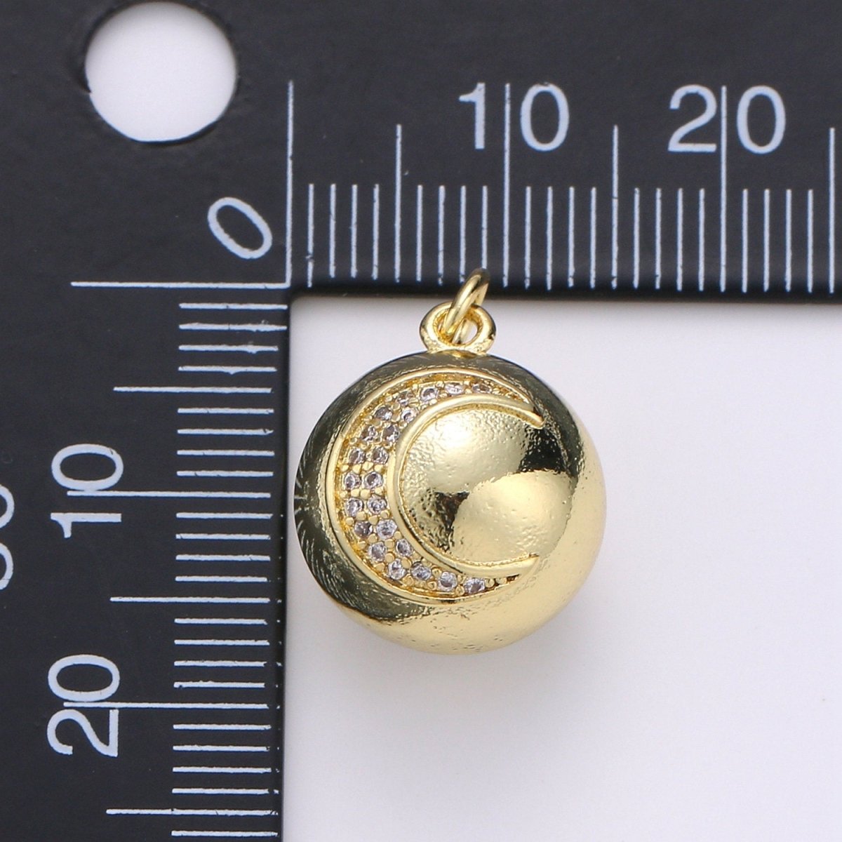 Micro Pave Moon Charm Crescent Moon Charm Ball Charm Ornament Moon Pendant 14K Gold Filled Celestial Necklace Bracelet Charm Jewelry Making, D-704 - DLUXCA