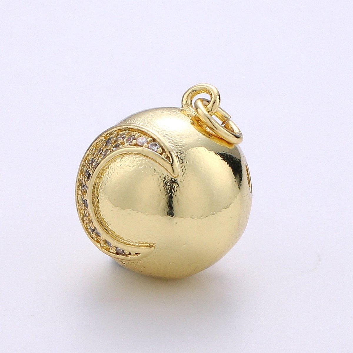 Micro Pave Moon Charm Crescent Moon Charm Ball Charm Ornament Moon Pendant 14K Gold Filled Celestial Necklace Bracelet Charm Jewelry Making, D-704 - DLUXCA