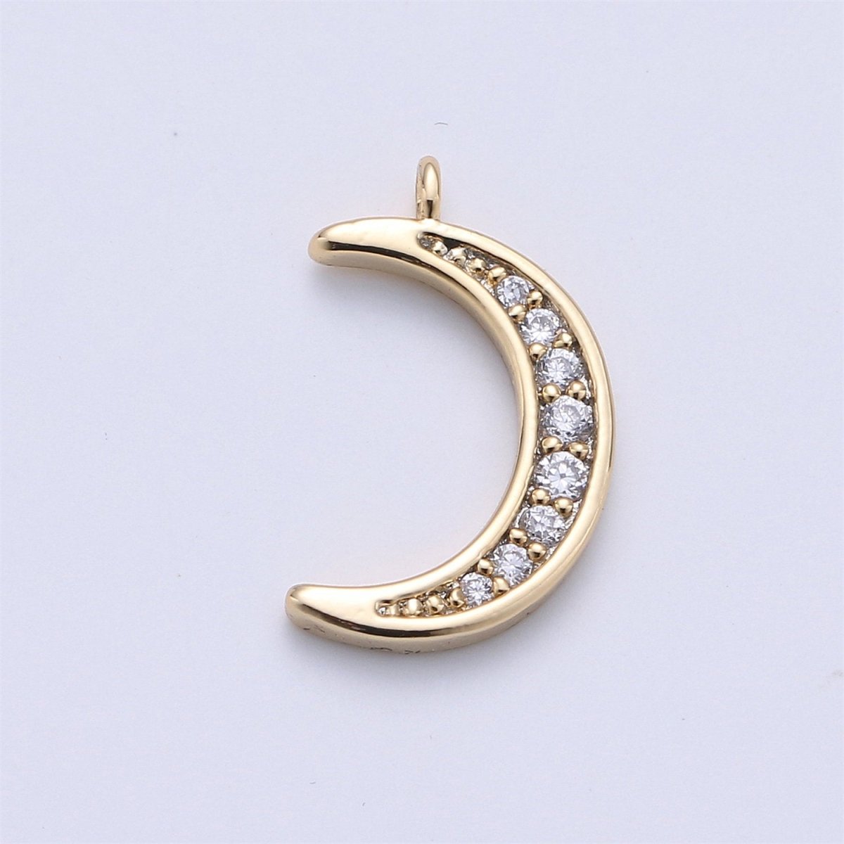 Micro Pave Moon Dainty Crescent Moon Charm Small Moon Pendant 18K Gold Filled Celestial Necklace Earring Bracelet Charm Jewelry MakingC-615 - DLUXCA