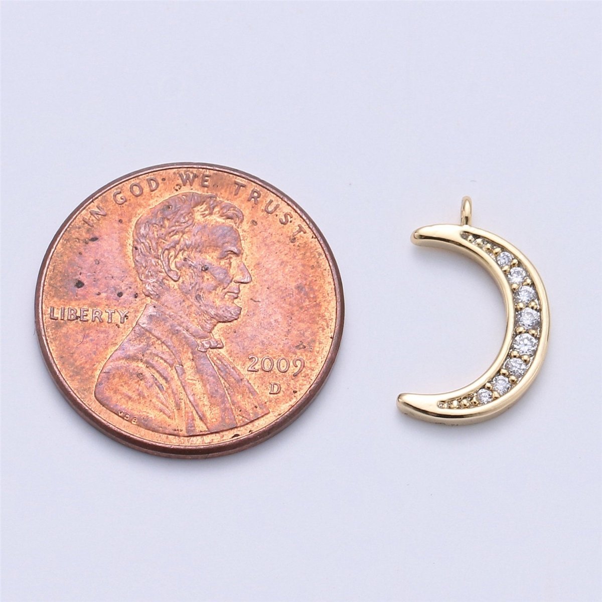 Micro Pave Moon Dainty Crescent Moon Charm Small Moon Pendant 18K Gold Filled Celestial Necklace Earring Bracelet Charm Jewelry MakingC-615 - DLUXCA