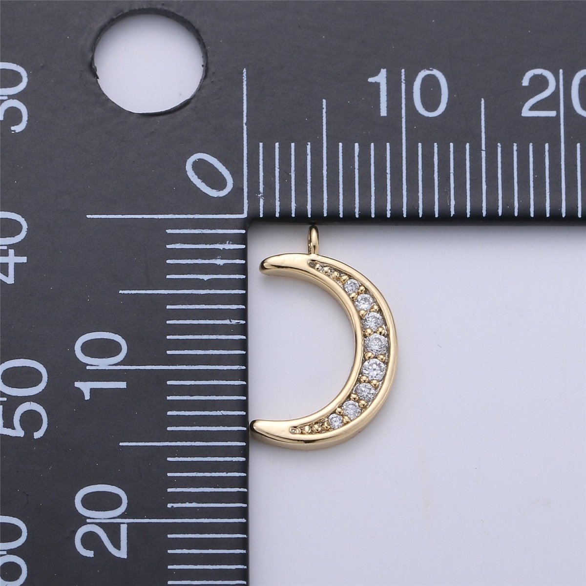 Micro Pave Moon Dainty Crescent Moon Charm Small Moon Pendant 18K Gold Filled Celestial Necklace Earring Bracelet Charm Jewelry MakingC-615 - DLUXCA