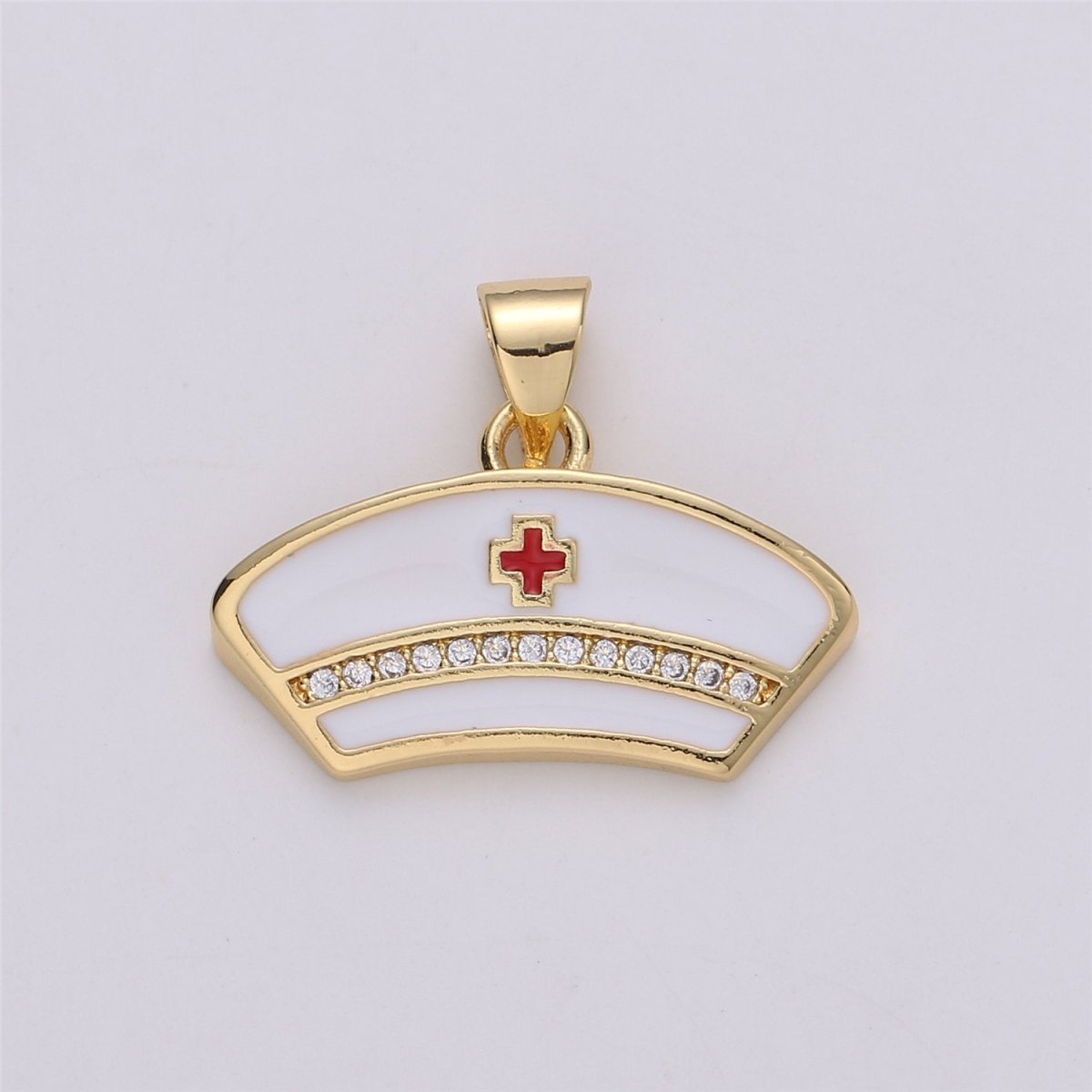 Micro Pave Nurse Charm 14k Gold Filled Charm RN Nurse Charms Registered Nurse Charms, LPN Nurse front line first responder git idea I-569 - DLUXCA