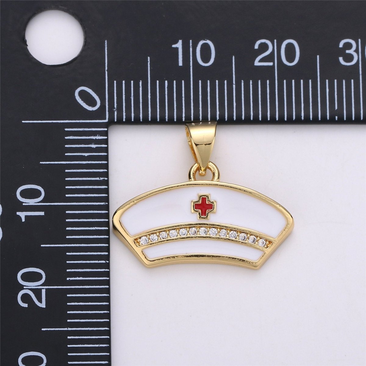 Micro Pave Nurse Charm 14k Gold Filled Charm RN Nurse Charms Registered Nurse Charms, LPN Nurse front line first responder git idea I-569 - DLUXCA