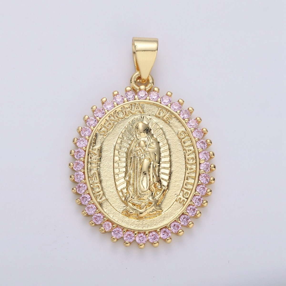 Micro Pave Our Lady of Guadalupe Charm Necklace Gold Filled Virgin Mary Pendant Necklace Catholic Religious Jewelry Supply I-870 I-871 - DLUXCA