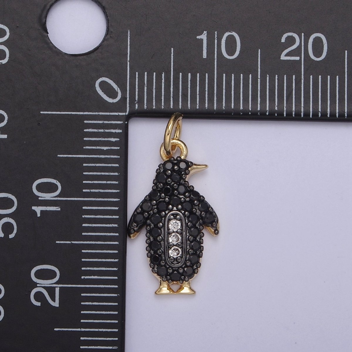 Micro Pave Penguin Charm Pendant 14k Gold Filled Penguin Bracelet Earring Necklace Charm, Animal Lover Charm N-766 - DLUXCA