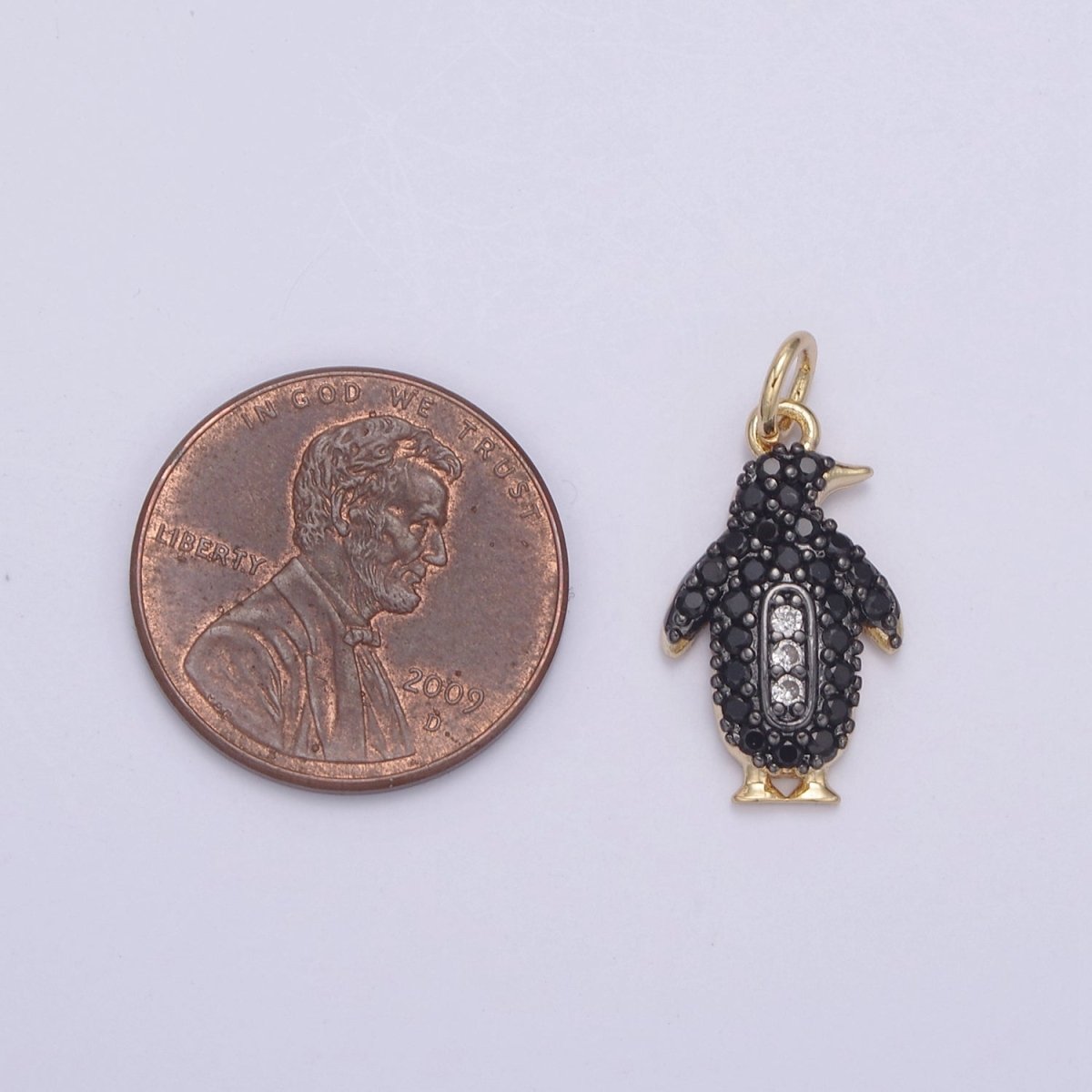 Micro Pave Penguin Charm Pendant 14k Gold Filled Penguin Bracelet Earring Necklace Charm, Animal Lover Charm N-766 - DLUXCA