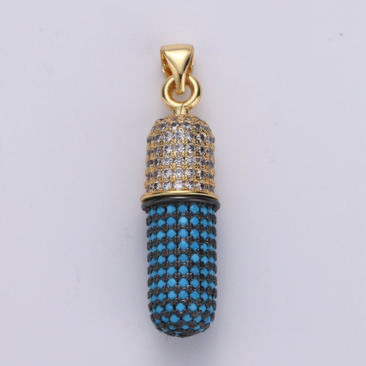 Micro Pave Pill Charms -Cubic Pill Charms -Fancy Charm -Chill Pill Charm Teal Pill Charm -Statement Kawaii Charm for Necklace Pendant I-694 I-695 - DLUXCA