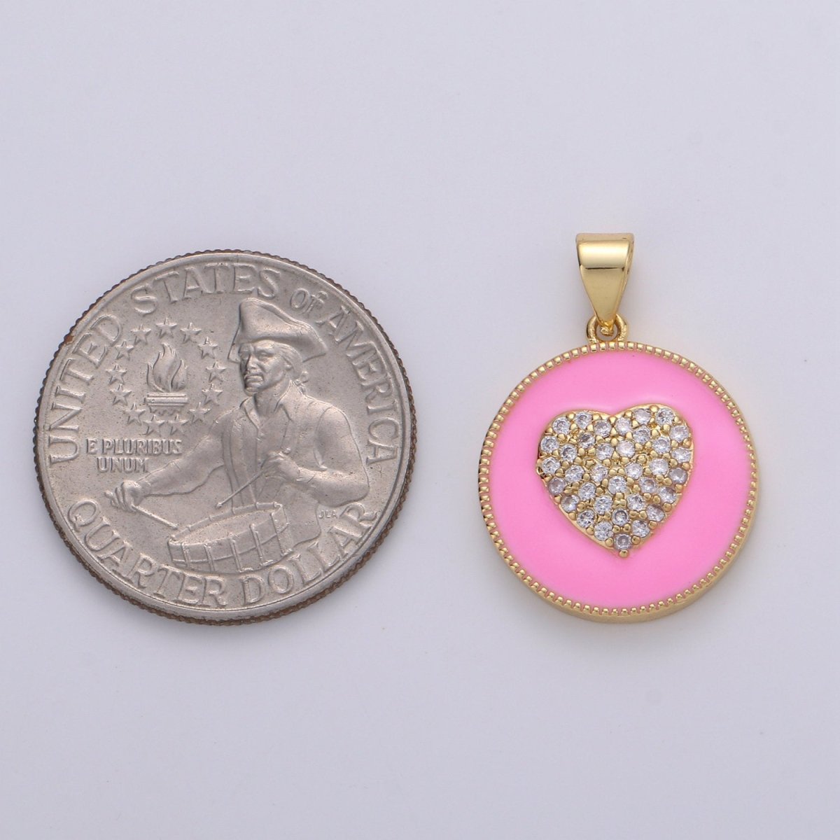 Micro Pave Pink Enamel Heart Charm Pendant, Enamel Heart Pendant, 14K gold Filled Heart Charm Blue Red Heart Pendant for Necklace Bracelet, J39/40/41 - DLUXCA