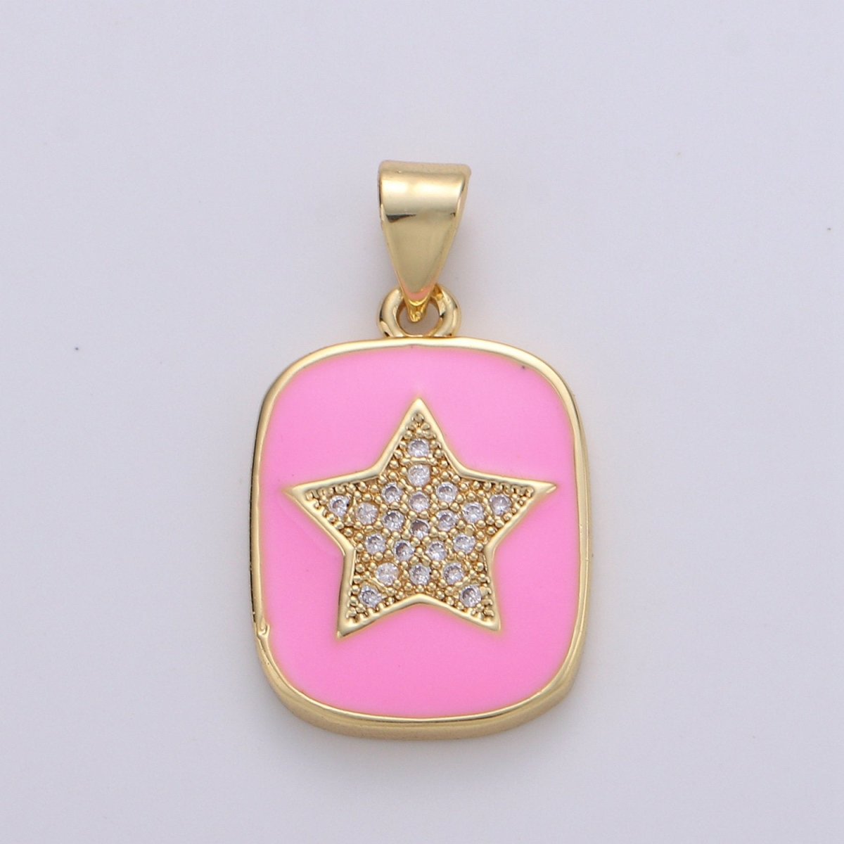 Micro Pave Pink Enamel Star Charm Pendant, Enamel Star Pendant, 14K gold Filled Celestial Charm Blue Star Pendant for Necklace Bracele J-042,J-043 - DLUXCA