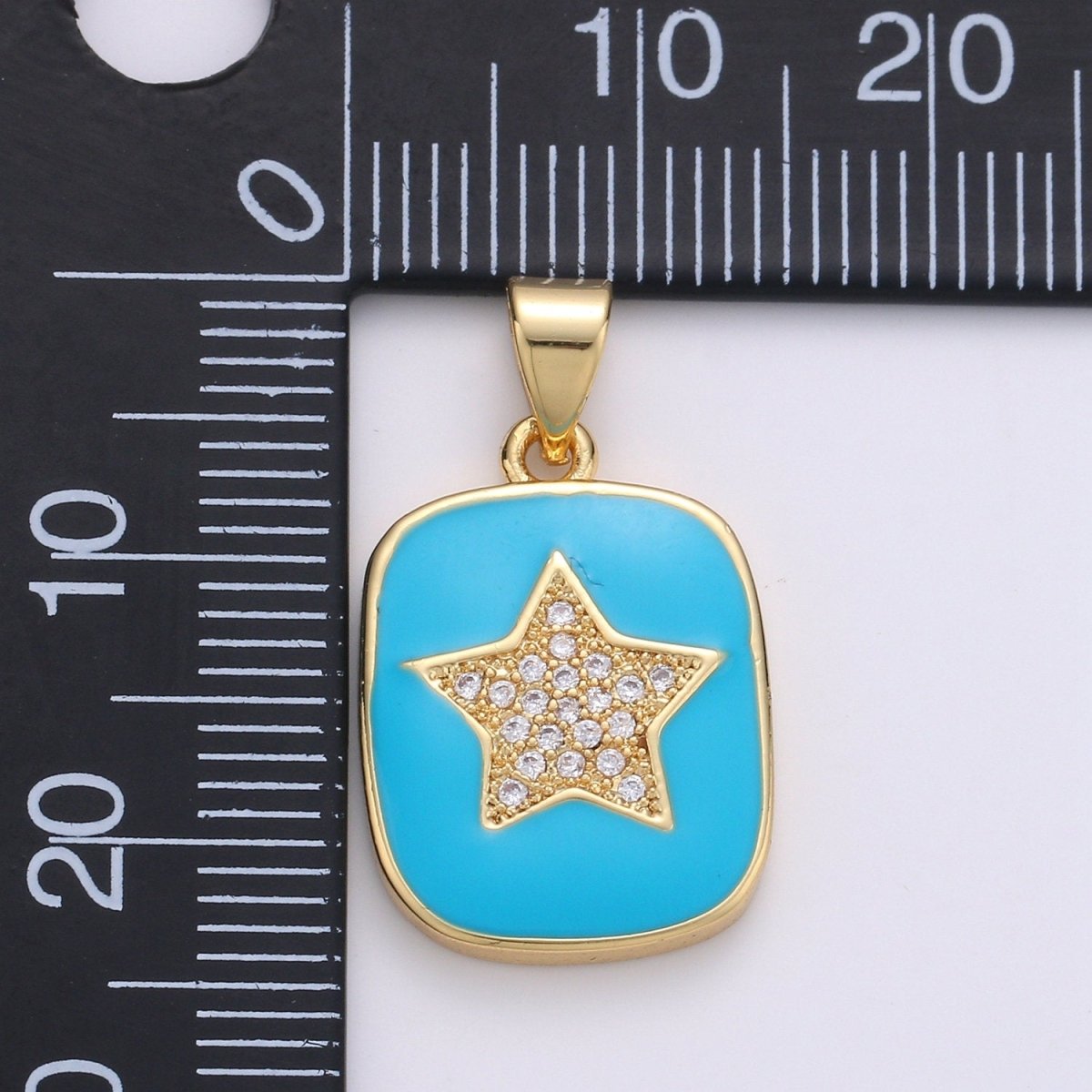 Micro Pave Pink Enamel Star Charm Pendant, Enamel Star Pendant, 14K gold Filled Celestial Charm Blue Star Pendant for Necklace Bracele J-042,J-043 - DLUXCA