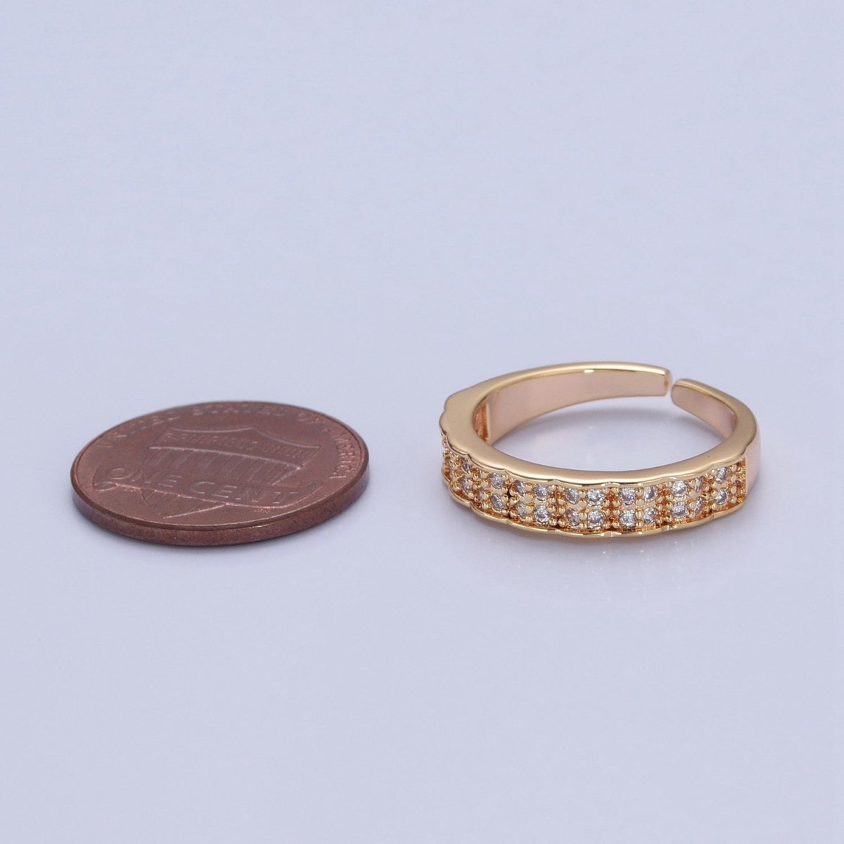 Micro Pave Ring in 16k Gold Filled Open Adjustable Ring O-744 - DLUXCA