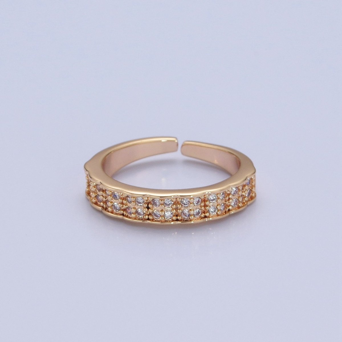 Micro Pave Ring in 16k Gold Filled Open Adjustable Ring O-744 - DLUXCA