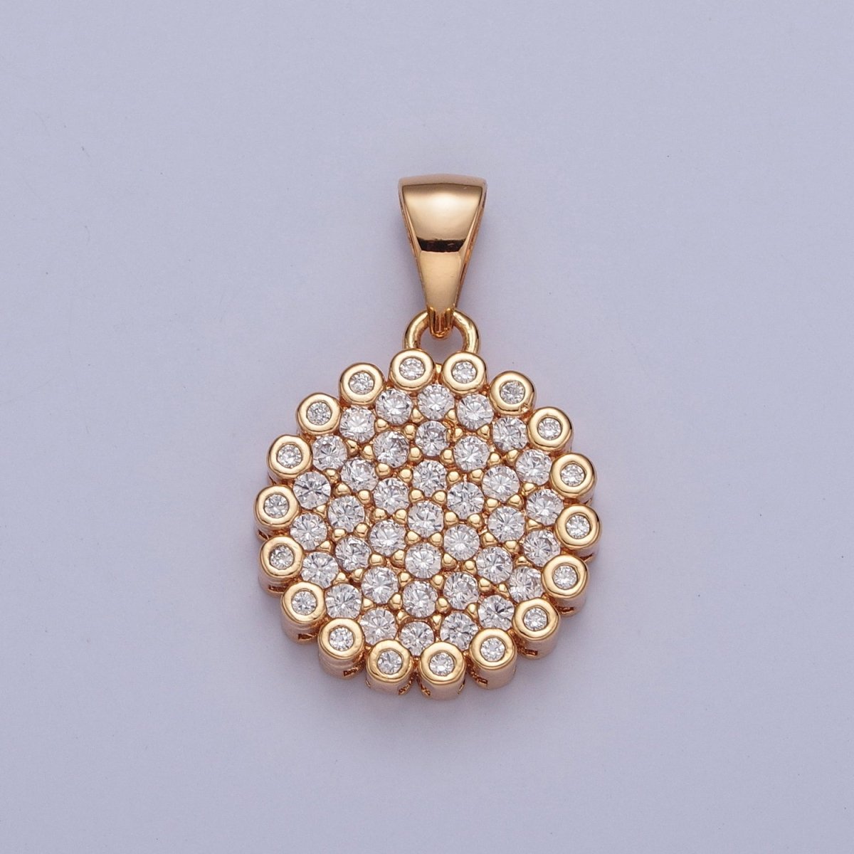 Micro Pave Round CZ Cubic Zirconia Flower Pendant For Jewelry Making X-354 - DLUXCA