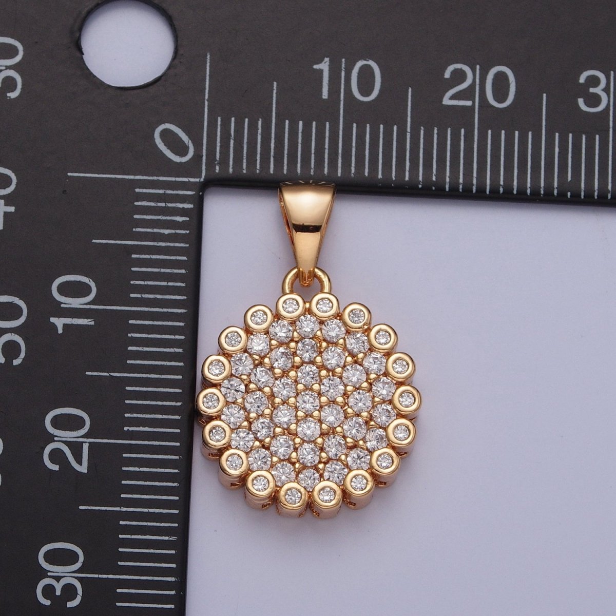 Micro Pave Round CZ Cubic Zirconia Flower Pendant For Jewelry Making X-354 - DLUXCA