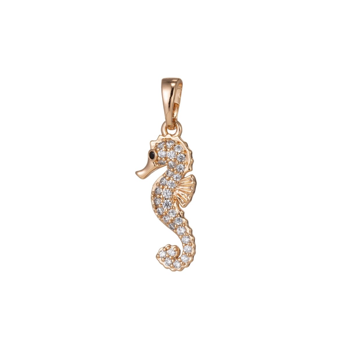 Micro Pave Seahorse Charm in 18k Gold Filled D-153 - DLUXCA