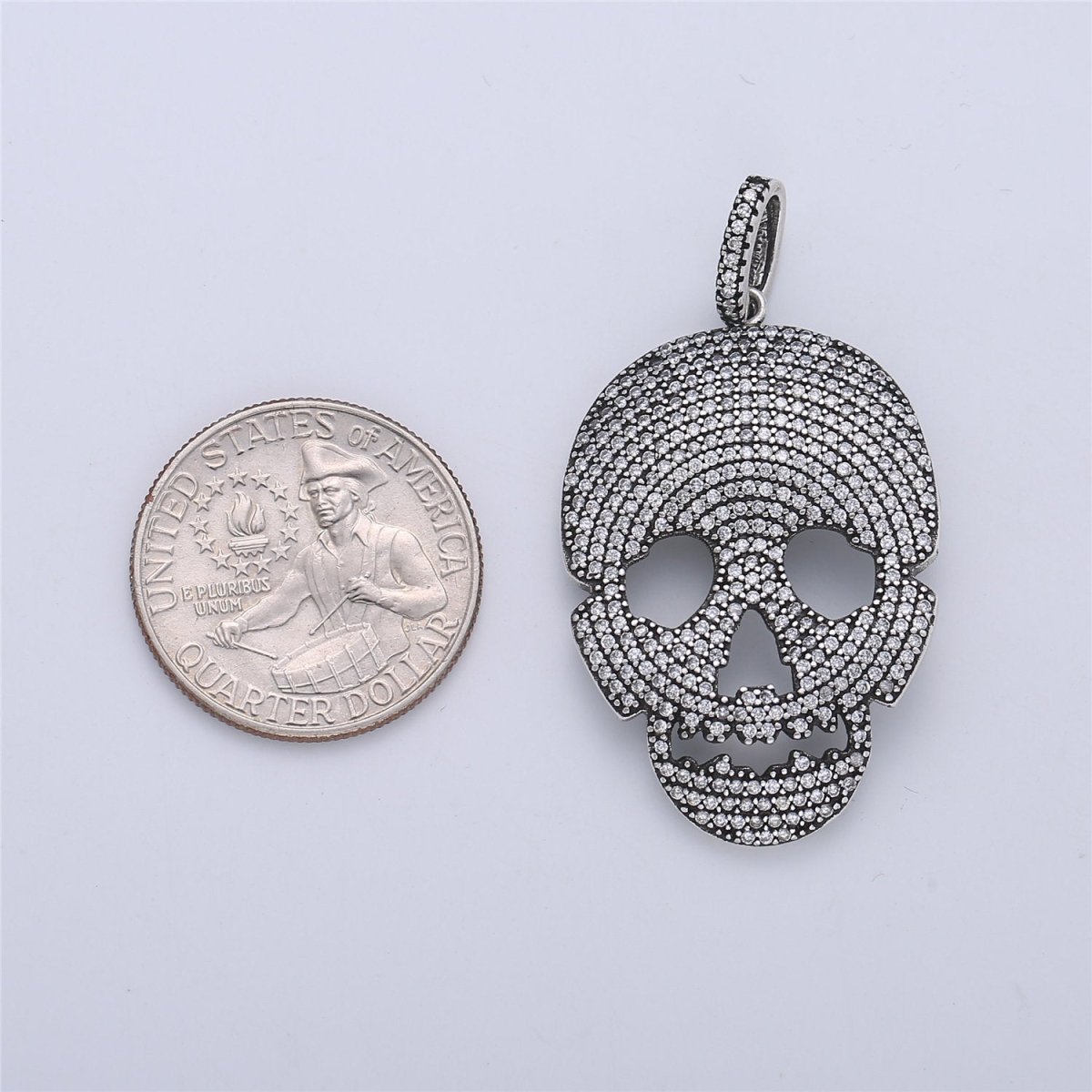 Micro Pave Skull Pendant, Black Gun Metal Skull Charm, Cubic Skull Head Pendant for Necklace Earring Charm Men Jewelry Making Supply I-169 - DLUXCA