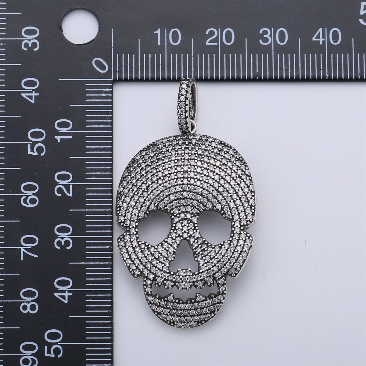 Micro Pave Skull Pendant, Black Gun Metal Skull Charm, Cubic Skull Head Pendant for Necklace Earring Charm Men Jewelry Making Supply I-169 - DLUXCA