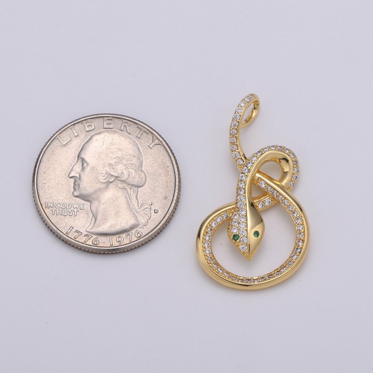 Micro Pave Snake charm, Gold Filled Snake Charm, Animal Charm Gold Serpent Charm Necklace Pendant Finding for Jewelry Making Supply I-916 - DLUXCA