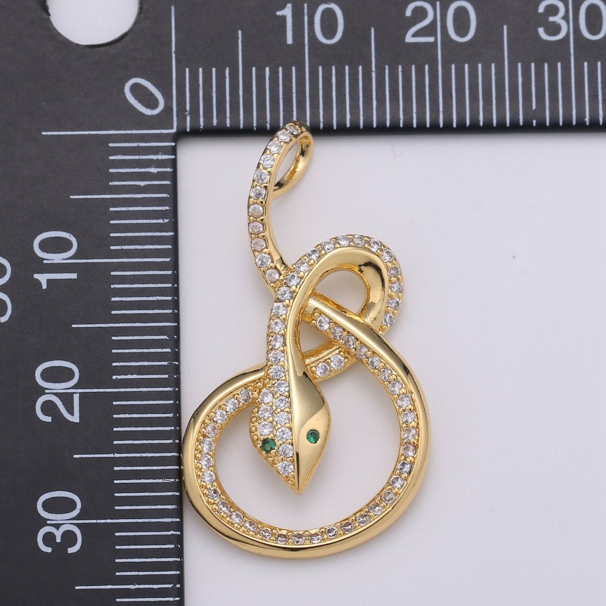 Micro Pave Snake charm, Gold Filled Snake Charm, Animal Charm Gold Serpent Charm Necklace Pendant Finding for Jewelry Making Supply I-916 - DLUXCA