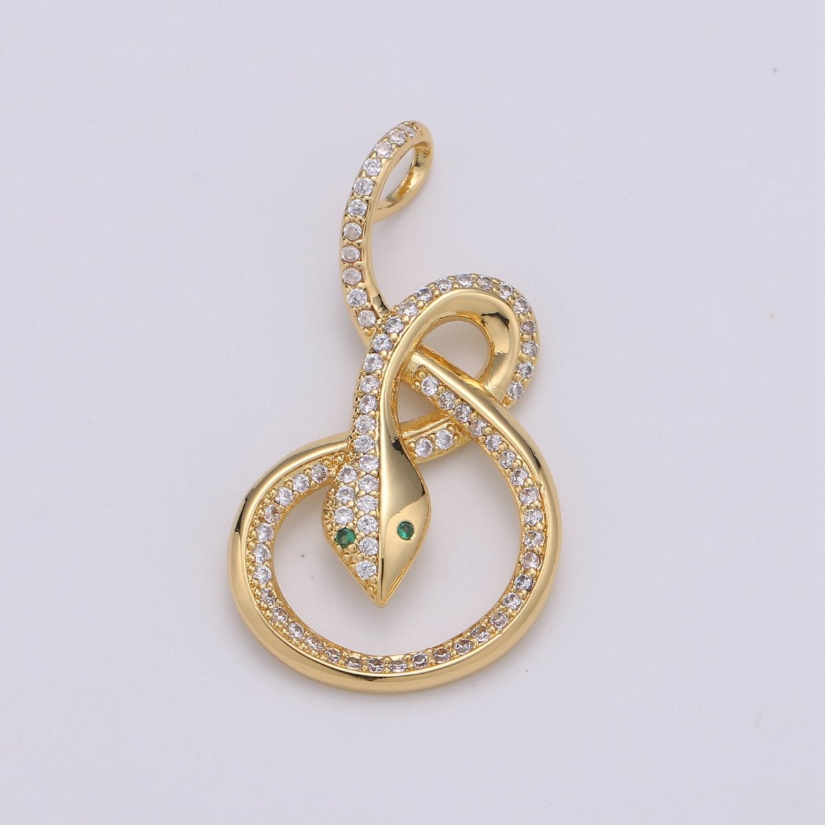 Micro Pave Snake charm, Gold Filled Snake Charm, Animal Charm Gold Serpent Charm Necklace Pendant Finding for Jewelry Making Supply I-916 - DLUXCA